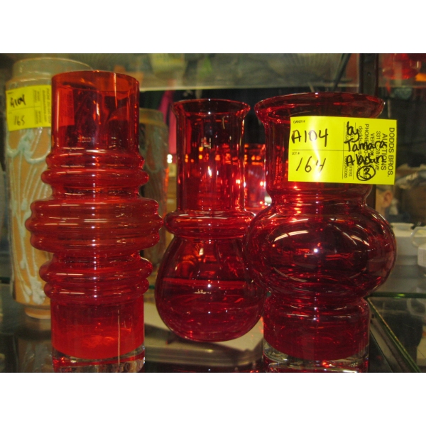 3 RED TAMARA ALADIN (1L) VASES