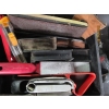 Image 3 : 2 BOXES OF MISC. TAPE GUNS, WOODEN PLANE, KNIVES, ETC.