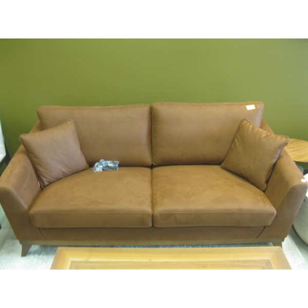 BROWN SOFA W/CUSHIONS 