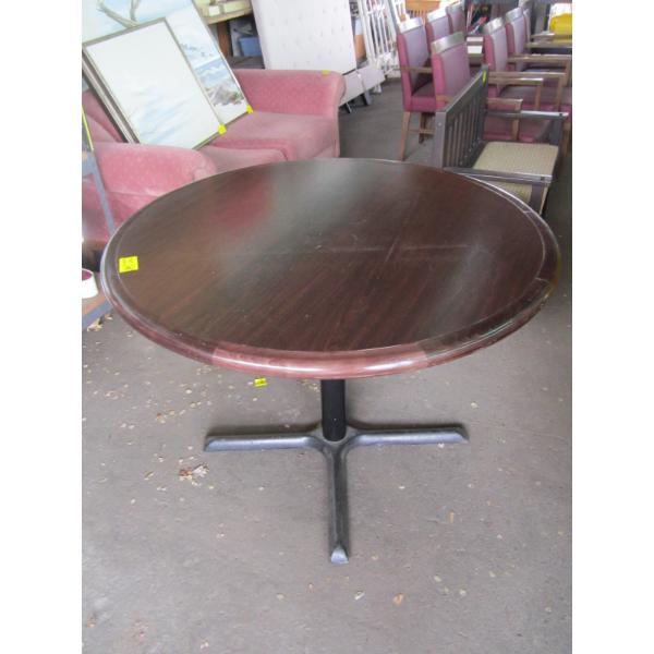 42" WOOD TABLE W/METAL BASE