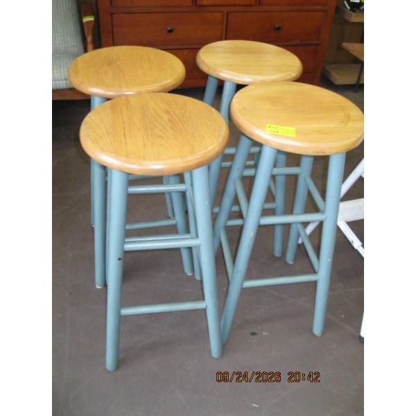 4 WOODEN STOOLS