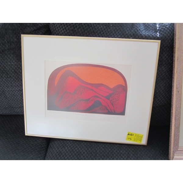 FRAMED NUMBERED SILK SCREEN PRINT BY L. COLE, '75