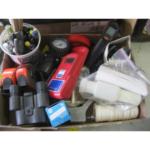MISC. STUD FINDER, HEAT GUN, BINOCULARS, ETC.