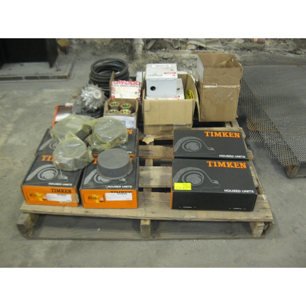 PALLET OF MISC. NEW ITEMS - ELECTRICAL, BEARINGS, ETC.