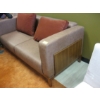 Image 2 : BROWN SOFA W/2 CUSHIONS & WOOD PANEL SIDES