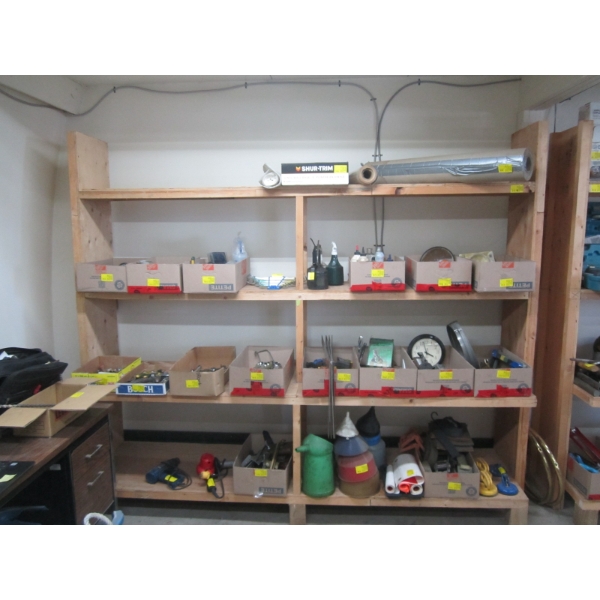 LG. WOODEN SHELF UNIT, APPROX. 9'X7'