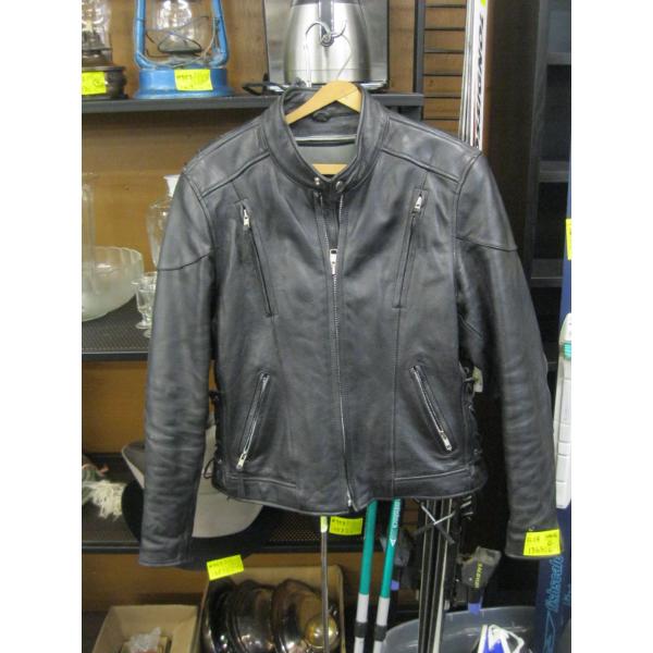 LADIES LEATHER MOTORCYCLE JACKET, SZ L