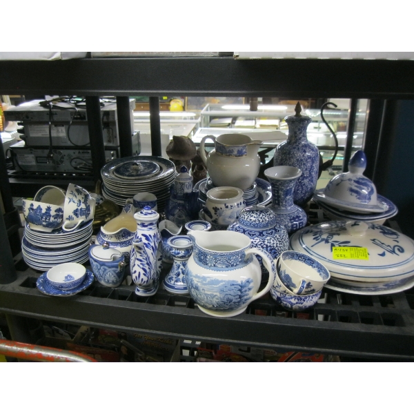 LG. LOT OF ASST. BLUE & WHITE CHINA & POTTERY DISHWARE
