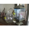 Image 1 : PICTURE OF CAT, GLASS LIDDED BOWL & DECORATIVE FLOWER