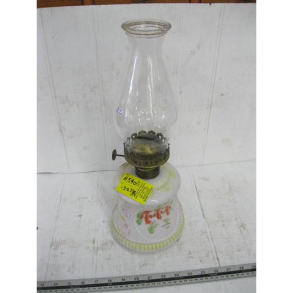 HAND PAINTED OIL MILK GLASS BASED LAMP