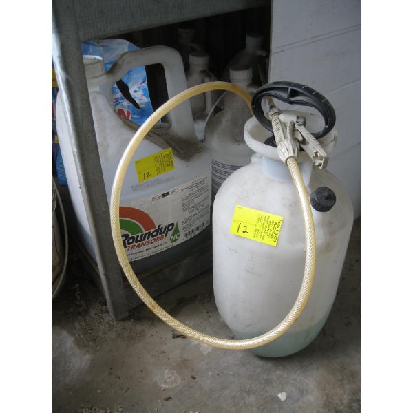 GARDEN SPRAYER & PART JUG OF ROUNDUP