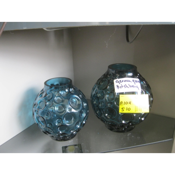 2 GERMAN GLASS HERSHBERG MCM VASES