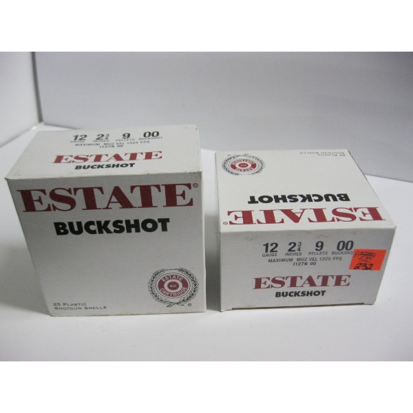 ESTATE BUCKSHOT 12GA 2 3/4" 9 PELLETS 00BUCKSHOT|2X25 PLASTIC SHOTGUN SHELLS