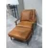 Image 2 : WOOD FRAMED LEATHER CHAIR & FOOTSTOOL