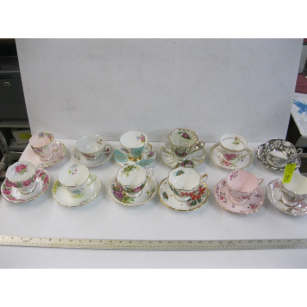 12 TEACUPS & SAUCERS