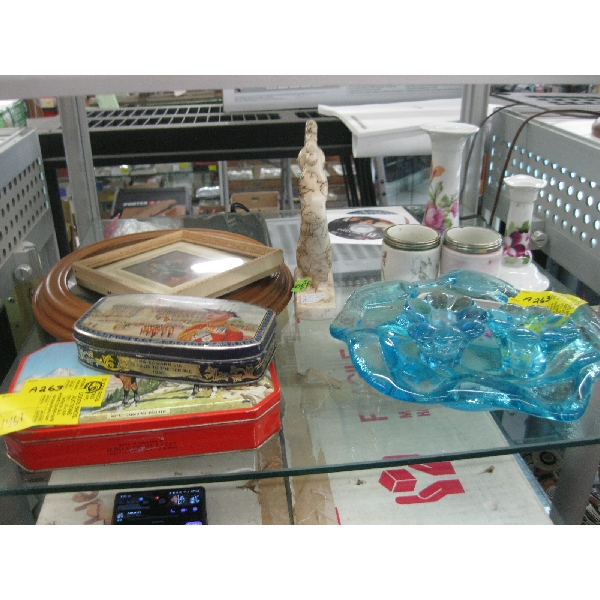 ASST. GLASSWARE, CANDLESTICKS, ETC.