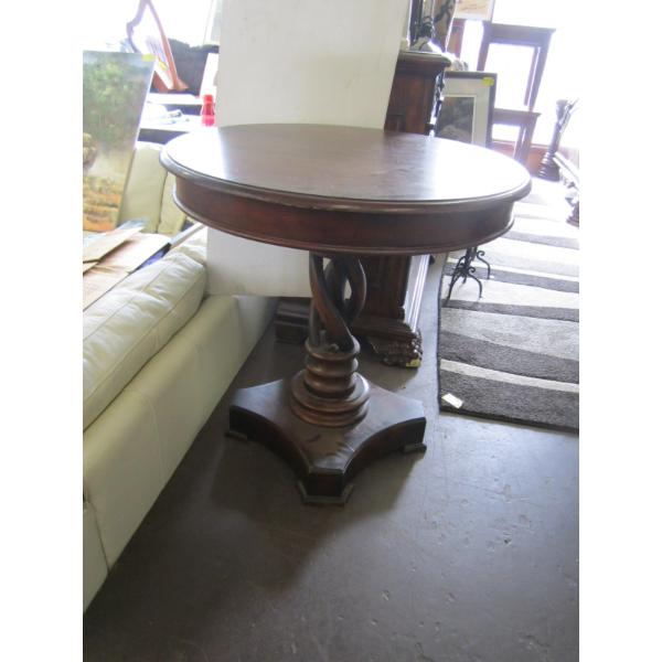 ROUND SOLID WOOD UNIQUE BASED OCCASIONAL TABLE