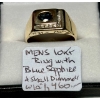 Image 1 : MENs 10KT RING W/BLUE SAPPHIRE & SM. DIAMOND W/A $1,460, SZ 12