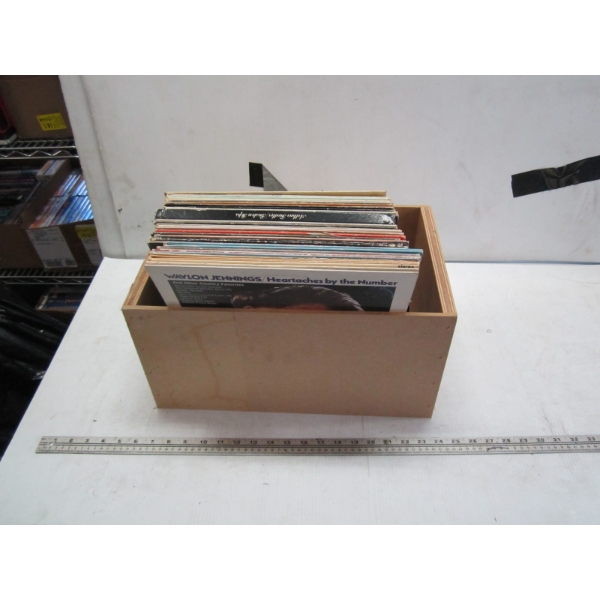 WOODEN BOX OF RECORDS