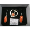 Image 2 : SILVER & CORAL PENDANT & EARRING SET