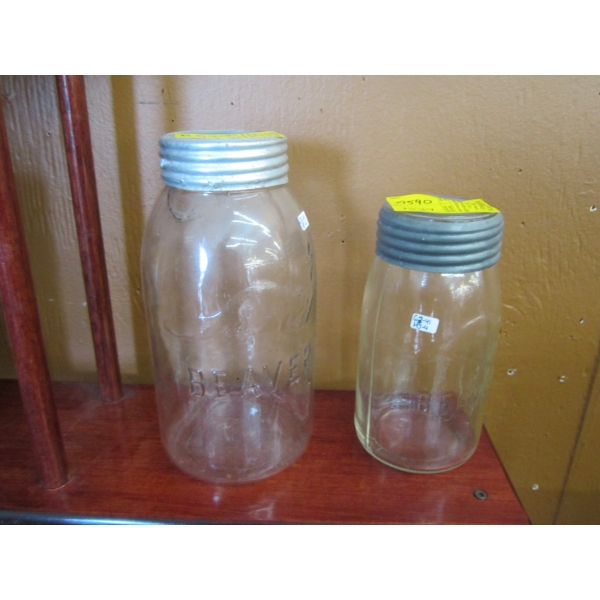 2 BEAVER CANNING JARS