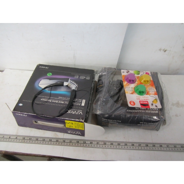 MISC. HEADPHONES, CABLE TRAPS, HARD DRIVE, ETC.