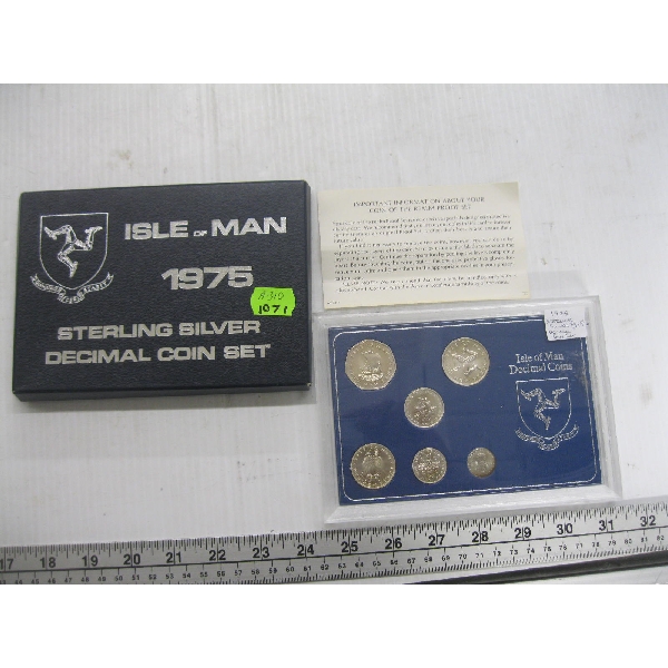 ISLE OF MAN 1975 STERLING SILVER DECIMAL COIN SET