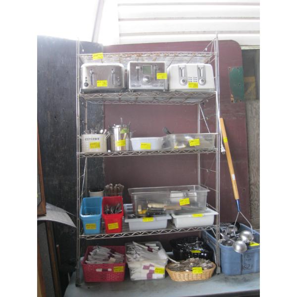 4 SHELF STAINLESS STEEL UNIT, APPROX. 3'X5' (SHELF ONLY)