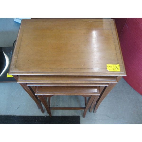 4 PIECE INLAID NESTING TABLE SET