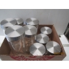 Image 4 : 2 FLATS + OF GLASS CANNISTERS W/METAL LIDS