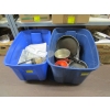 Image 1 : 2 BINS OF MISC. POTS, PANS, GLASSES, ETC.