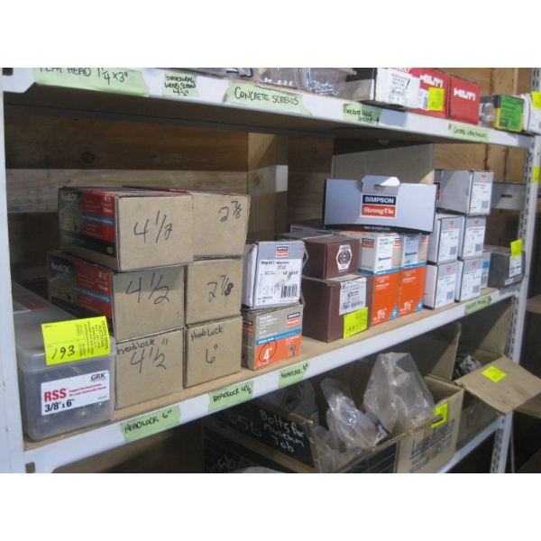 SHELF OF MISC. ANCHOR BOLTS, ETC.