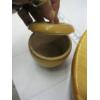 Image 2 : WOODEN LAZY SUSAN TURNTABLE & A LIDDED CONTAINER W/ASST. ITEMS INSIDE