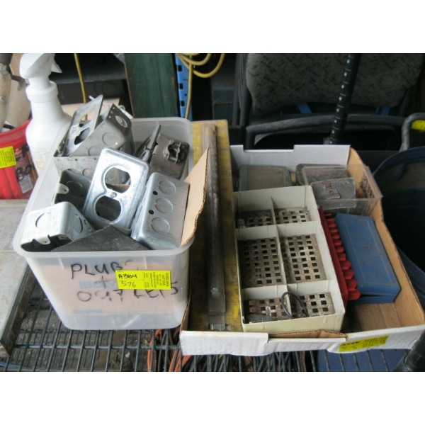 2 BOXES OF MISC. ELECTRICAL BOXES, SM. CASES, ETC.