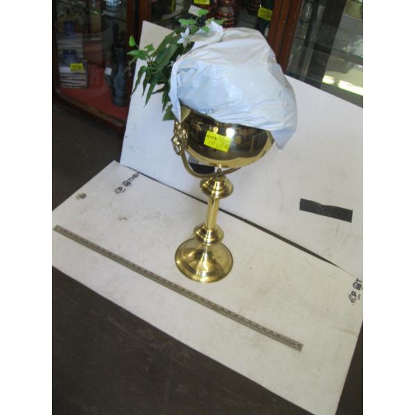 GOLD PLANT STAND W/CONTENTS