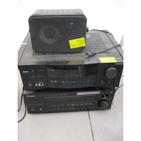 2 AMPLIFIERS - PIONEER & RCA - & 1 TECH SPEAKER