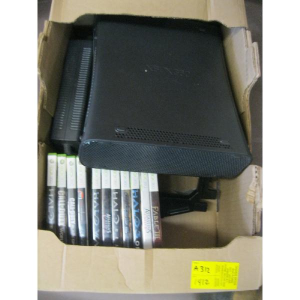 XBOX 360 W/CONTROLLERS & ASST. GAMES