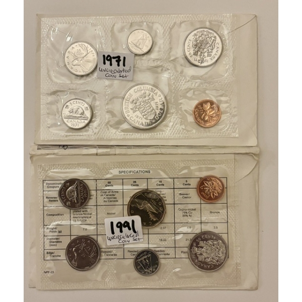 1971 & 1991 UNCIRCULATED COIN SETS