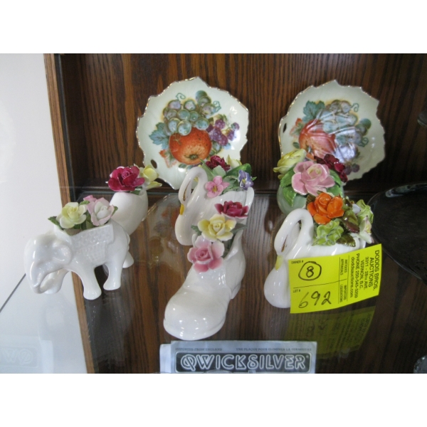 6 CHINA FLORALS & 2 SM. PLATES