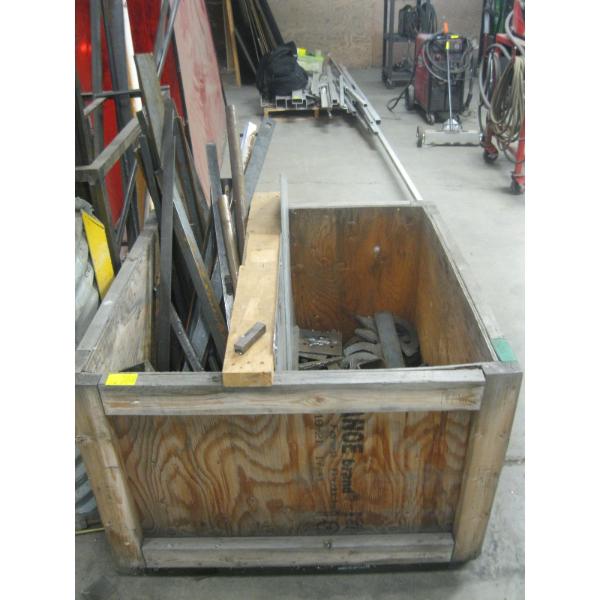 WOODEN BIN W/MISC. STEEL