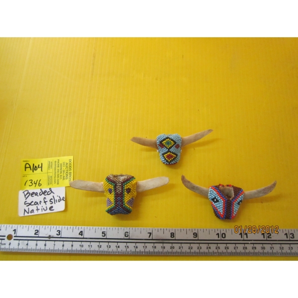 3 NAVAJO BEADED SCARF SLIDES ON VERTEBRAE