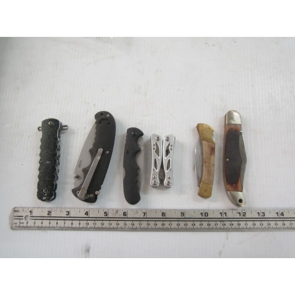6 FOLDING KNIVES IN BAG