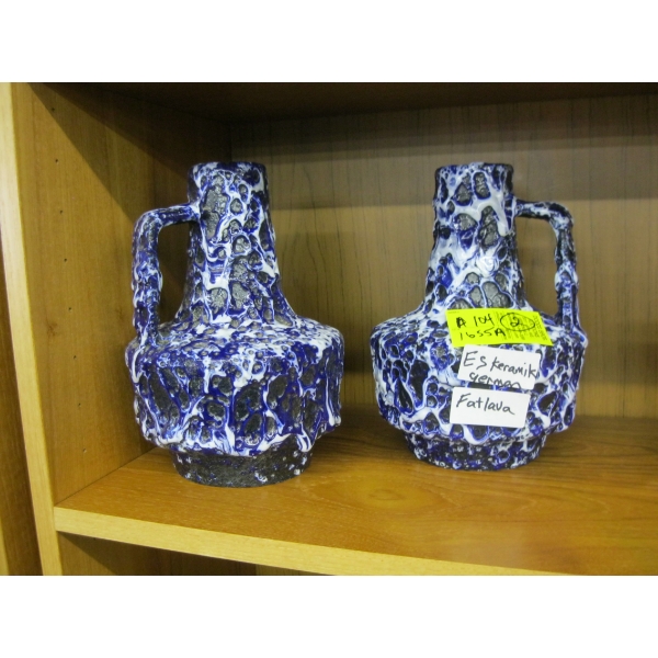 2 E.S. KERAMIK GERMAN FAT LAVA MCM VASES