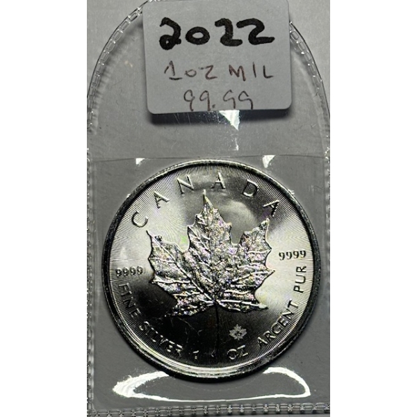 2022 CDN 1 OZ. .999 SILVER MAPLE LEAF COIN (TAX EXEMPT)