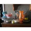 Image 1 : MISC. CERAMIC DOG LIDDED SILVER CONTAINER, PLATES, ETC.