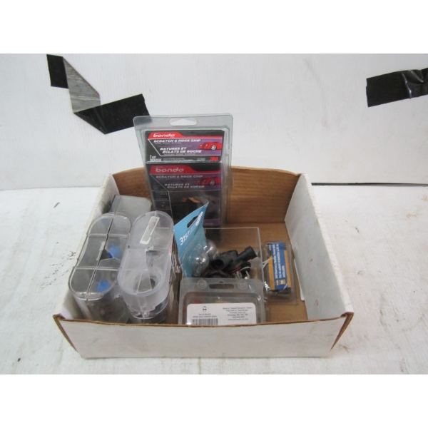SM. BOX OF VARIOUS HEADLIGHTS, ETC.