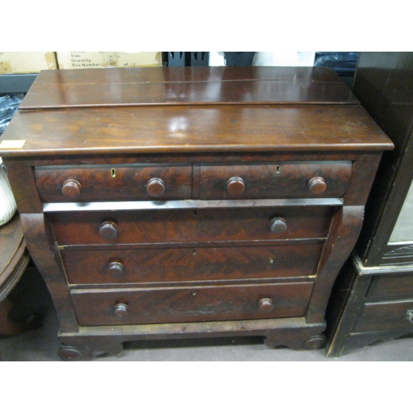 LG. MAHOGANY 5 DRAWER ANTIQUE DRESSER