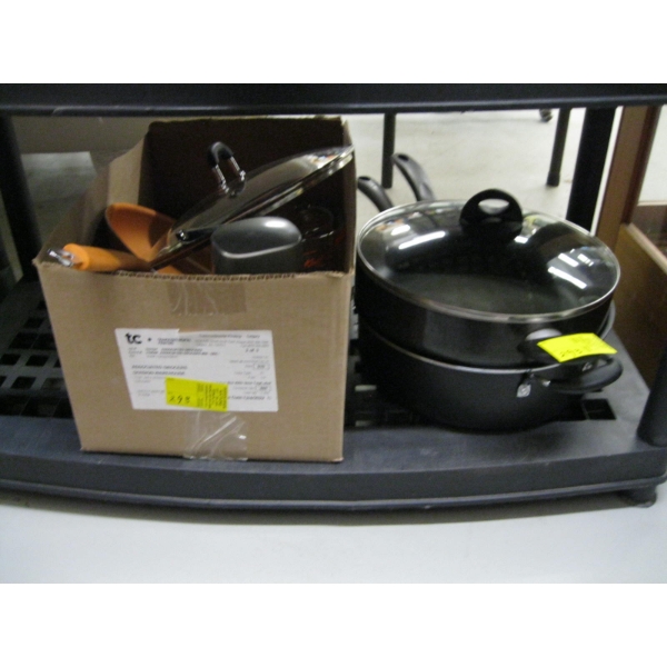 MISC. FRYPANS, CAN OPENER, ETC.
