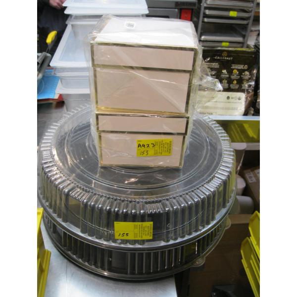 2 LG. PLASTIC COVERED CONTAINERS & 2 DECORATIVE BOXES