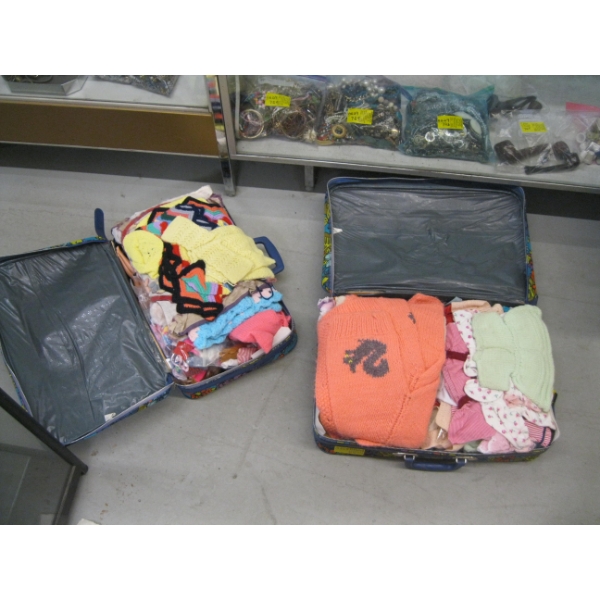 2 SUITCASES W/ASST. DOLL CLOTHS & CONTENTS